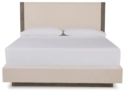 Anibecca California King Upholstered Bed with Mirrored Dresser
