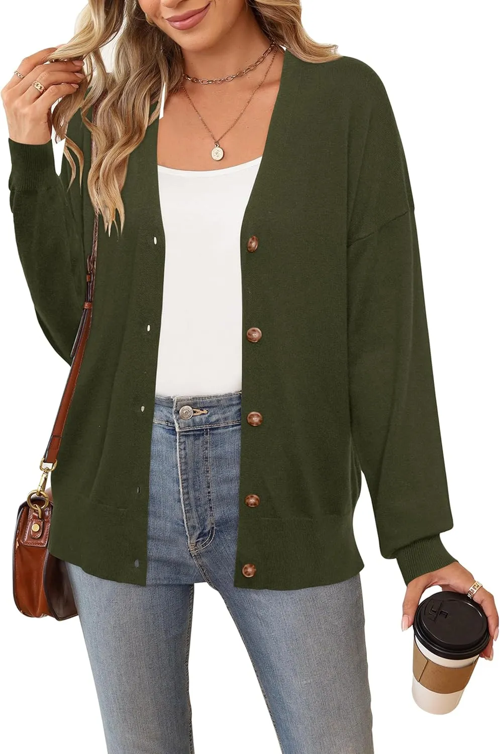 Arach&Cloz Womens Wool Blend Lightweight Summer Business Casual Cardigan Sweaters