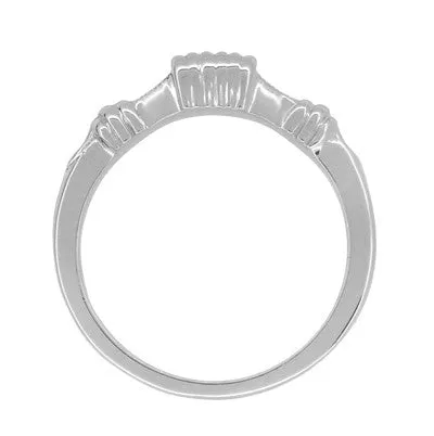 Art Deco Harvest Bands Contoured Wedding Ring in 14 Karat White Gold