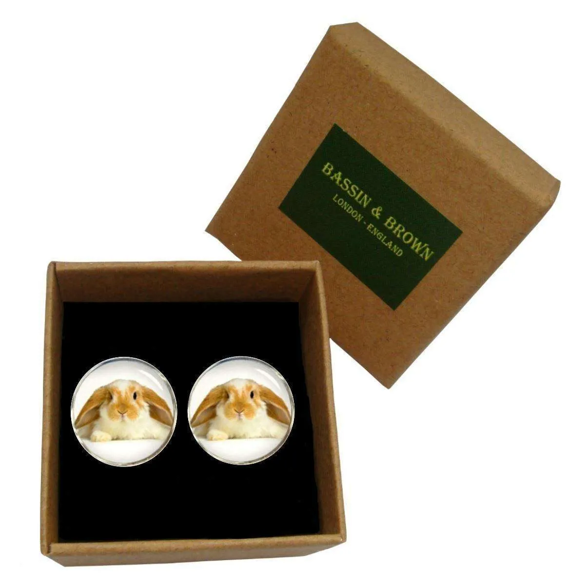 Bassin and Brown Rabbit Cufflinks - Beige/White