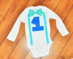 Blue and Green Chevron Cake smash shirt, baby boy cake smash shirt,Ocean birthday shirt, chevron bowtie, 1st, 2nd, 3rd, 4th, 5th