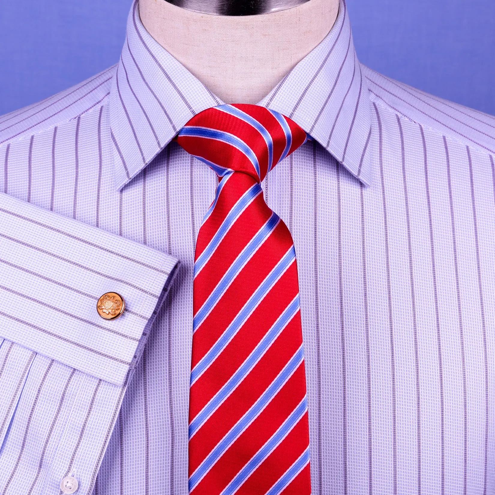 Blue Striped Dress Shirt Formal Business Designer Stripes Stylish Fashion