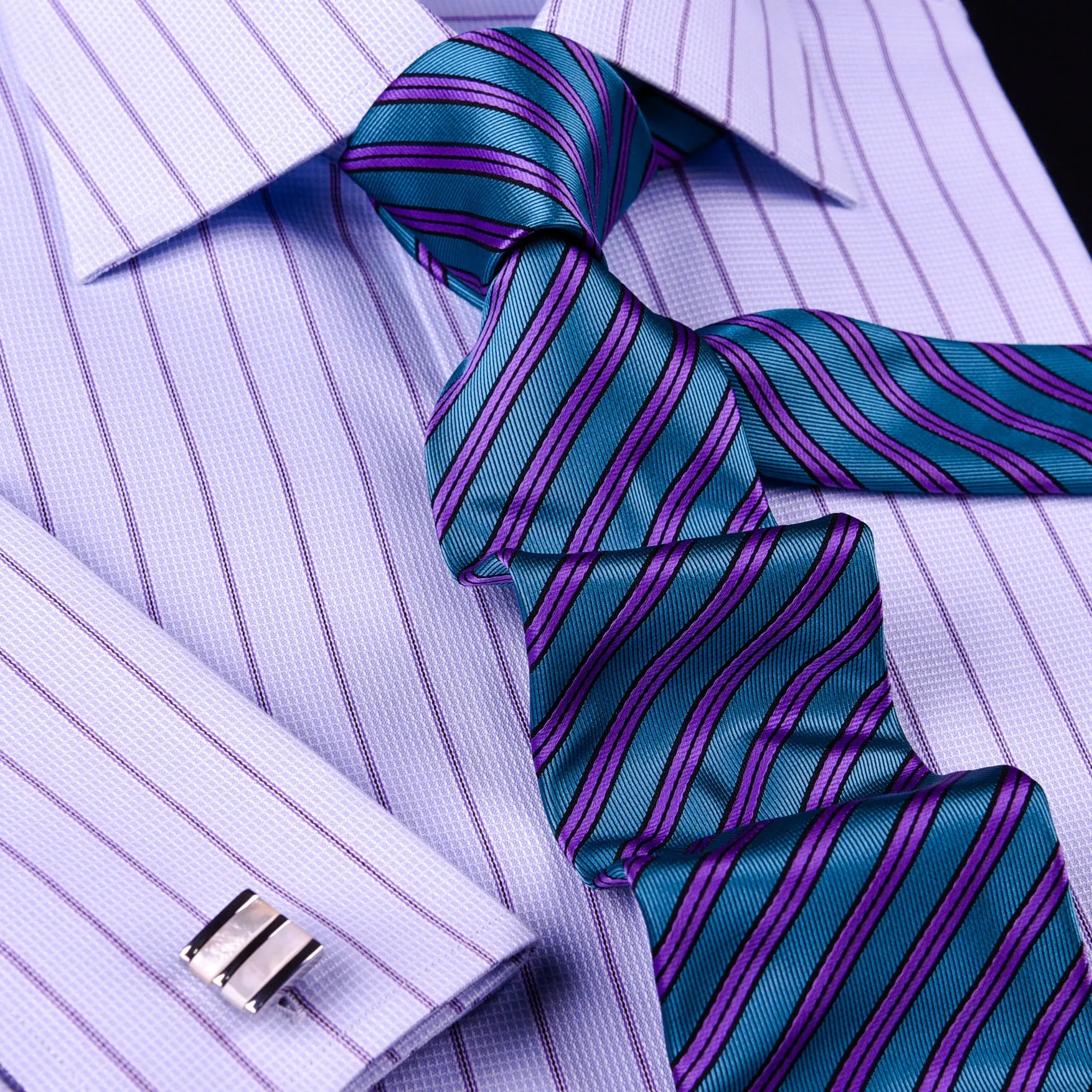 Blue Striped Dress Shirt Formal Business Designer Stripes Stylish Fashion