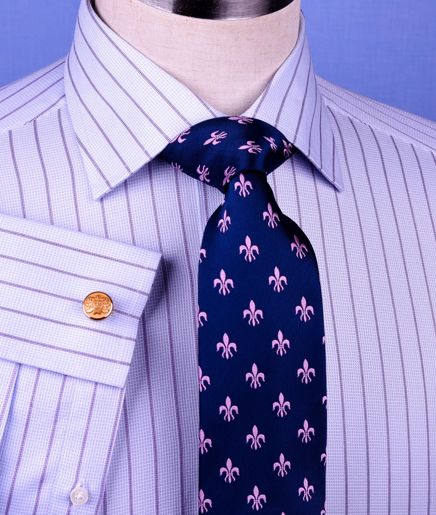 Blue Striped Dress Shirt Formal Business Designer Stripes Stylish Fashion