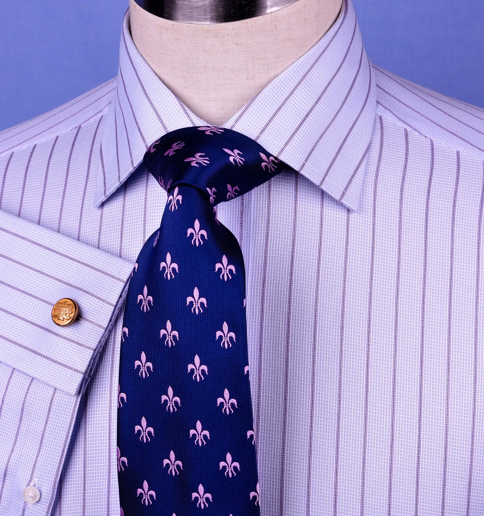 Blue Striped Dress Shirt Formal Business Designer Stripes Stylish Fashion