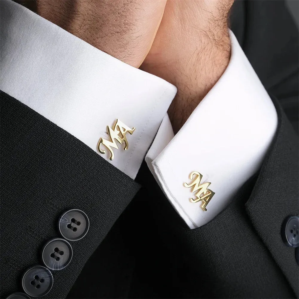 Custom Cufflinks for Groom Stainless Steel Men's Initials Cufflinks Personalized Wedding Best Man Jewelry Gift
