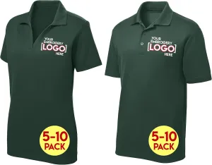 Custom Embroidered Polo Shirts for Women & Men, 5 or 10 Pack - Add Your Logo - Personalized Embroidery Polo Tees