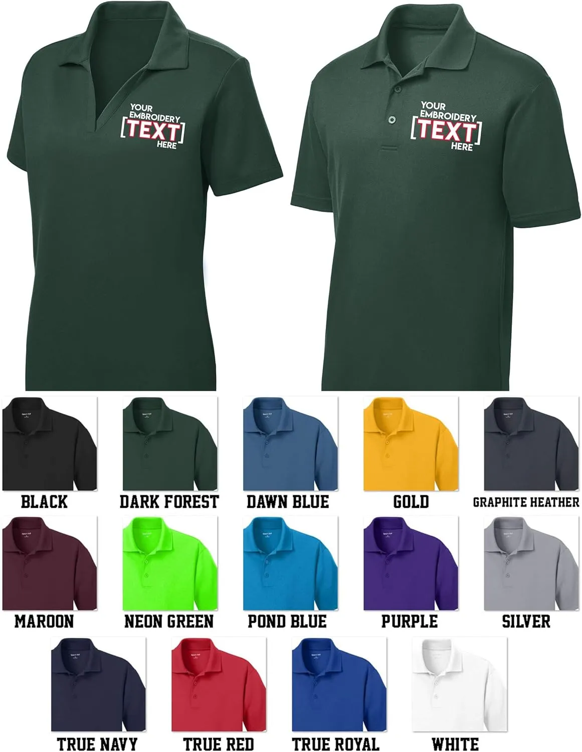 Custom Embroidered Shirts for Men - Your Text - Personalized Embroidery Polos