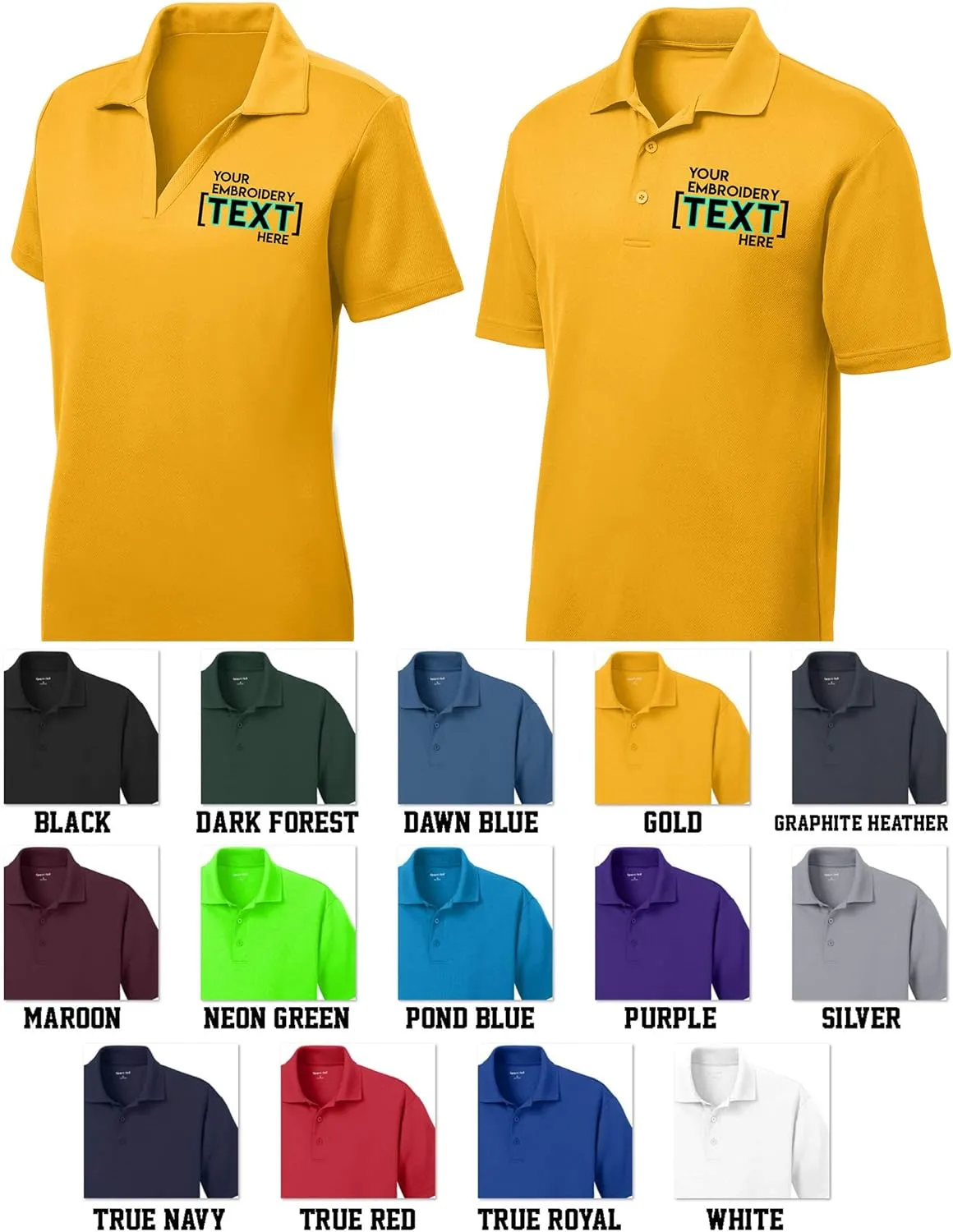 Custom Embroidered Shirts for Women - Your Text - Personalized Embroidery Polos