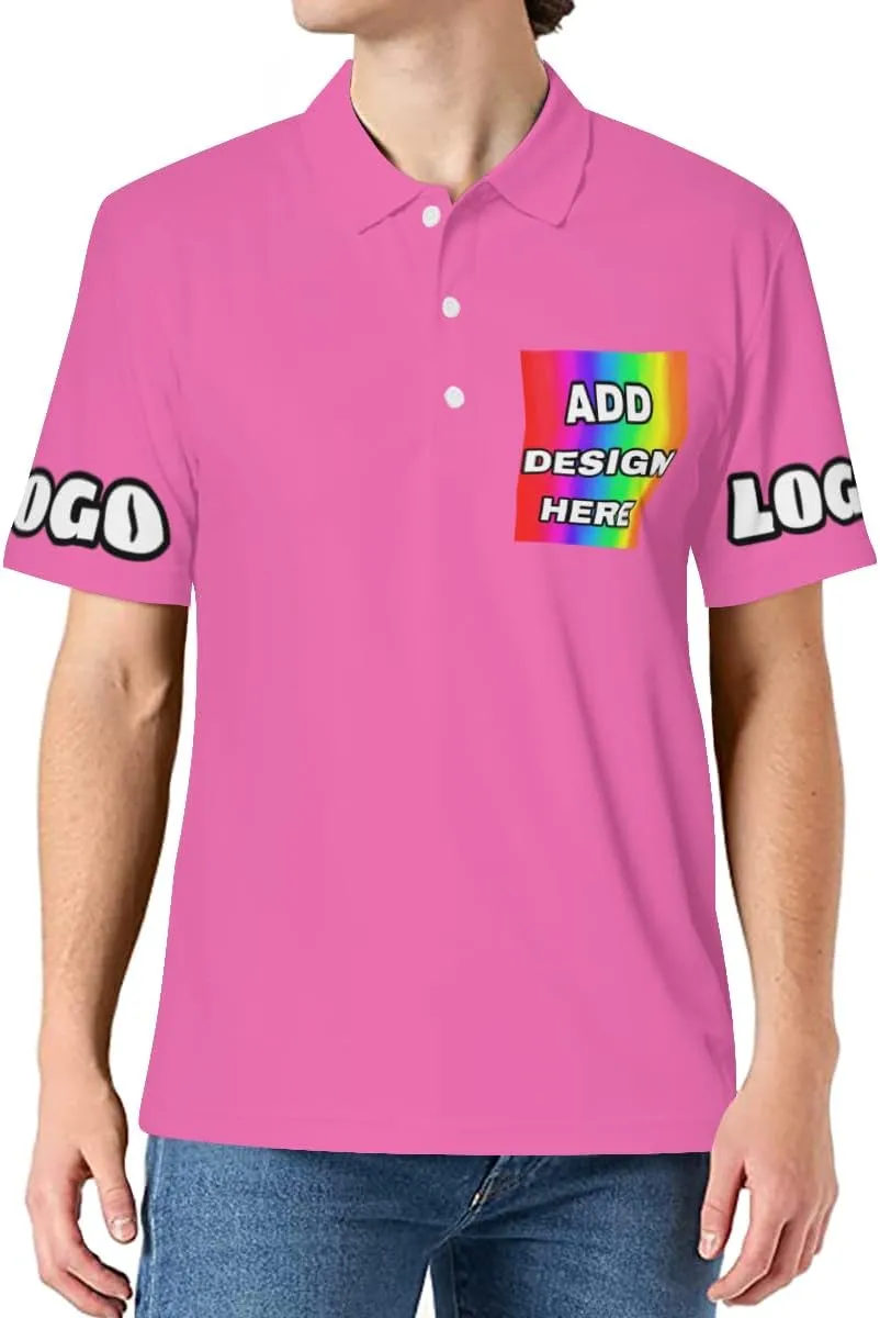 Custom Polo Shirts for Men Women Design Your Own Printed Front Back and Sleeve Personalized with Logo & Text
