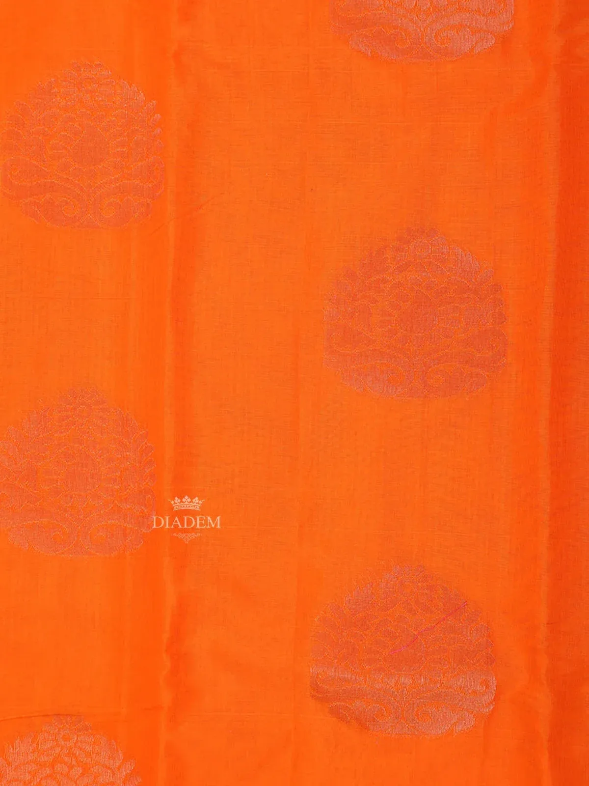 Dark Orange Silk Cotton Saree with Paisley Motif on the Body with Matching Border