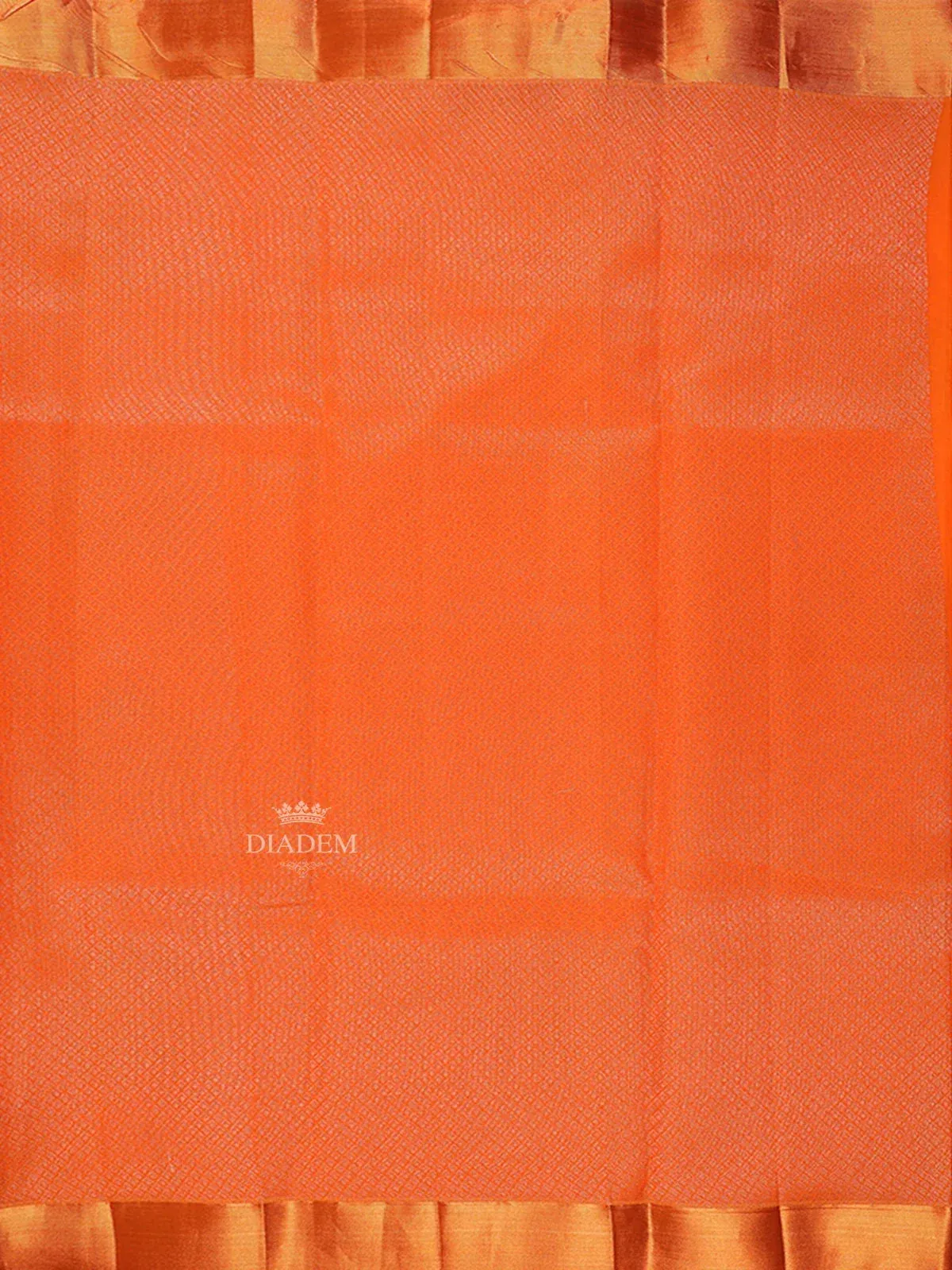Dark Orange Silk Cotton Saree with Paisley Motif on the Body with Matching Border