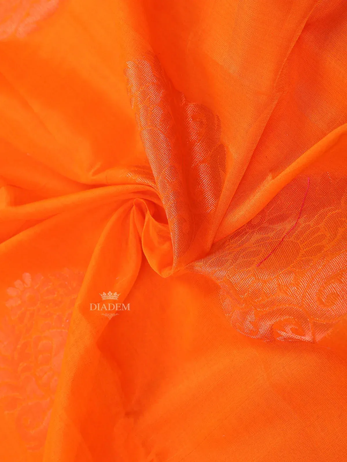Dark Orange Silk Cotton Saree with Paisley Motif on the Body with Matching Border