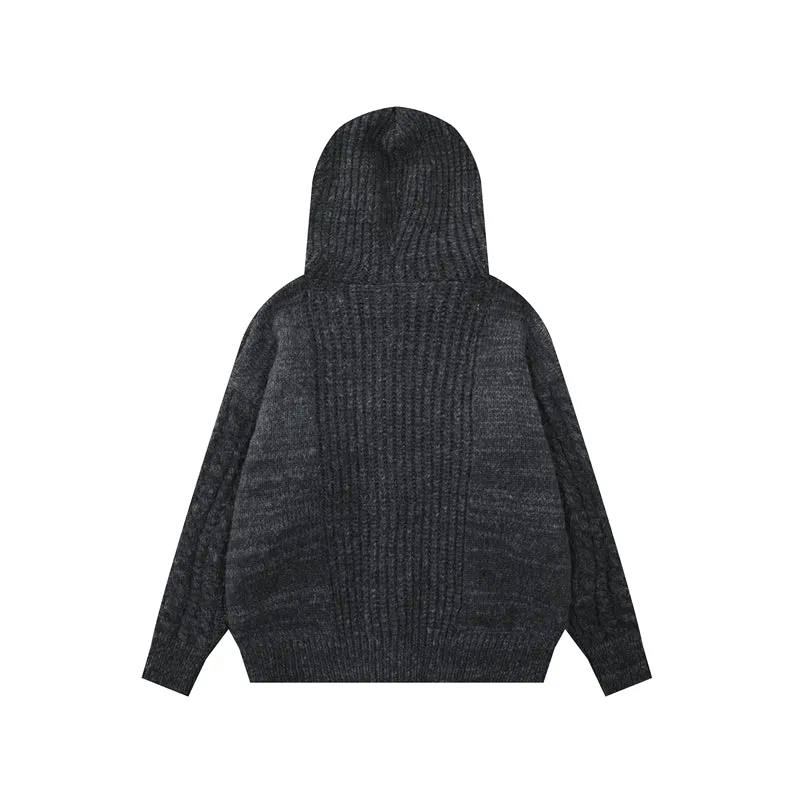 Faire Echo Red Vintage Hooded Knit Sweater