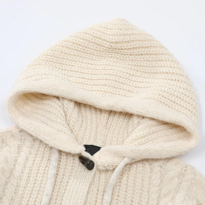Faire Echo Red Vintage Hooded Knit Sweater