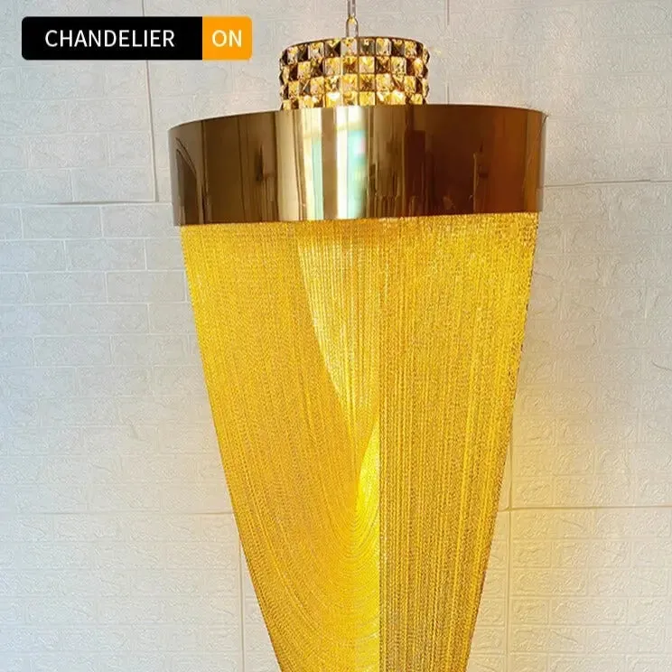 High Ceiling Living Room Tassel Chandelier