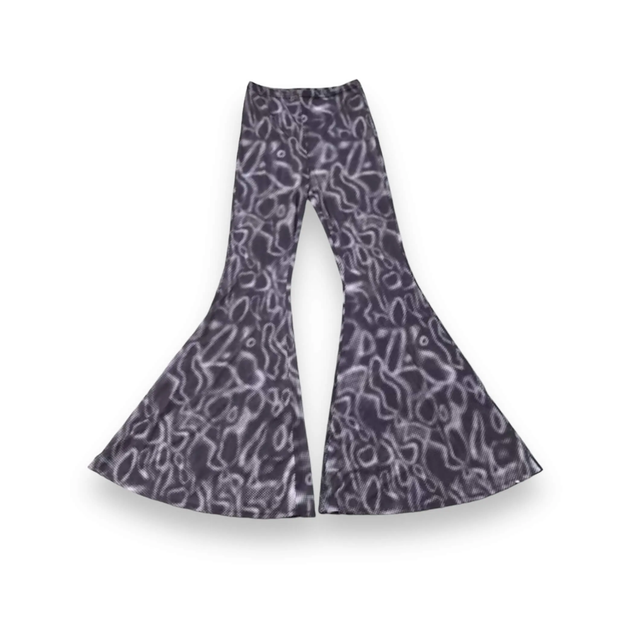 High Waist Black Gray Mesh Bell Bottoms