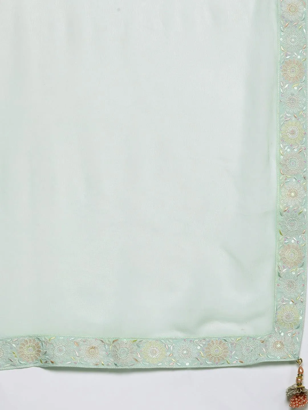 Jashvi Art Green Embroidered Silk Blend Straight Suit With Dupatta