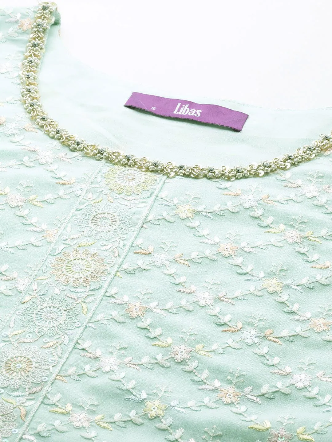 Jashvi Art Green Embroidered Silk Blend Straight Suit With Dupatta