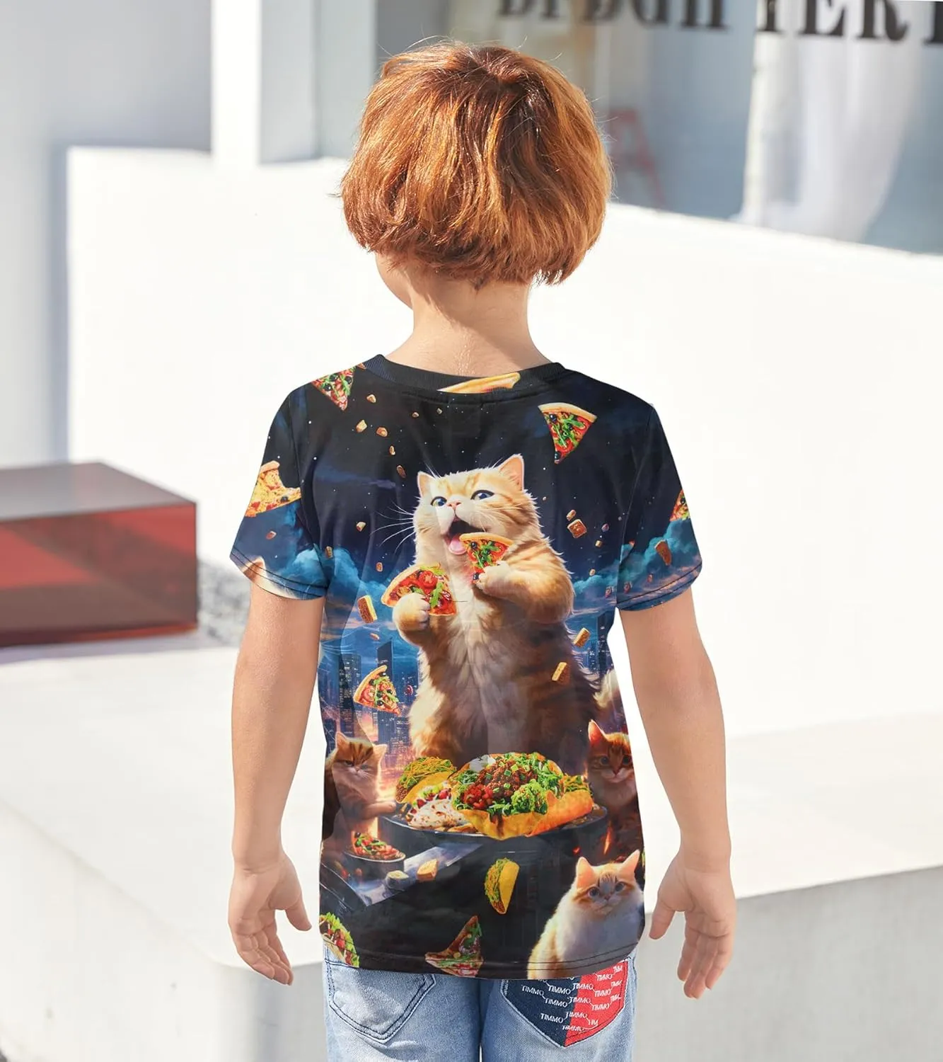 Kids Funny Graphic Polyester Colorful T Shirt for Boys Girls Size 4-14