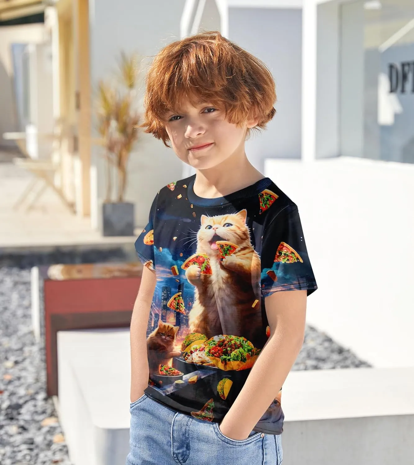 Kids Funny Graphic Polyester Colorful T Shirt for Boys Girls Size 4-14