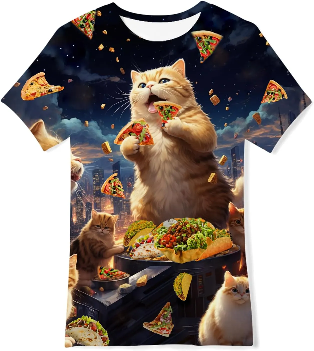 Kids Funny Graphic Polyester Colorful T Shirt for Boys Girls Size 4-14