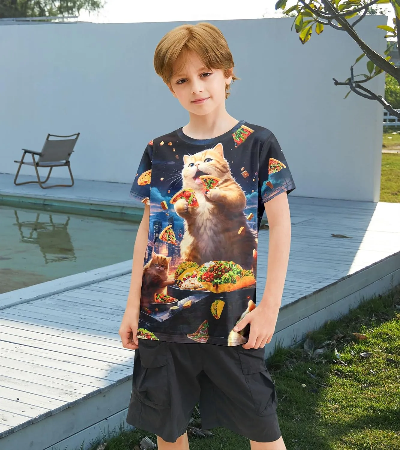 Kids Funny Graphic Polyester Colorful T Shirt for Boys Girls Size 4-14