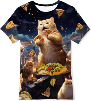 Kids Funny Graphic Polyester Colorful T Shirt for Boys Girls Size 4-14