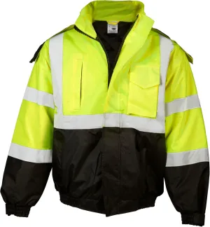 Kishigo Bomber Jacket, Men's, Black, XX-Large, Modern Bomber, High-Visibility Work Coat, Waterproof, All Seasons