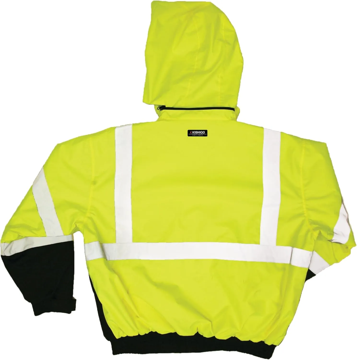 Kishigo Bomber Jacket, Men's, Black, XX-Large, Modern Bomber, High-Visibility Work Coat, Waterproof, All Seasons