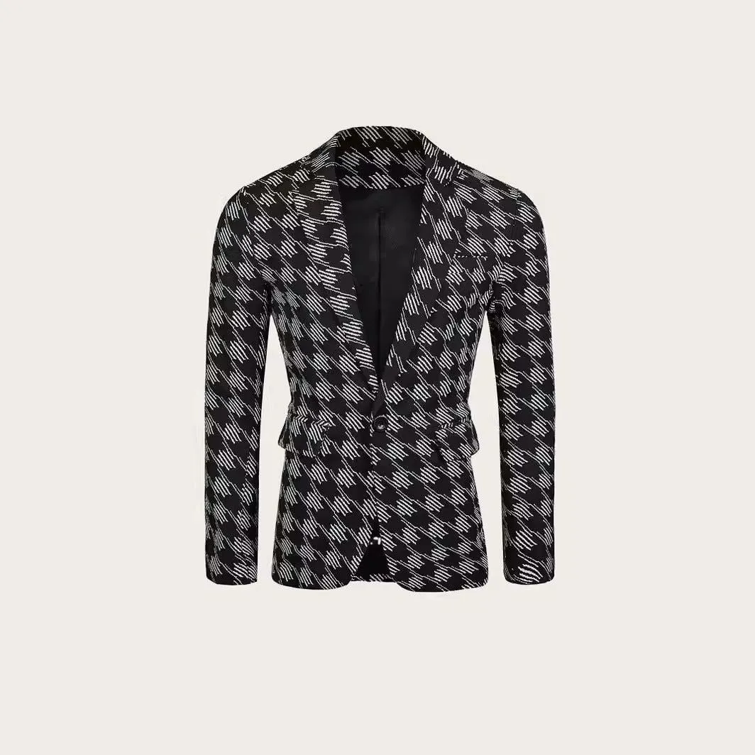 LovelyRLovely Hound Stooth Slim-fit Plaid Jacket