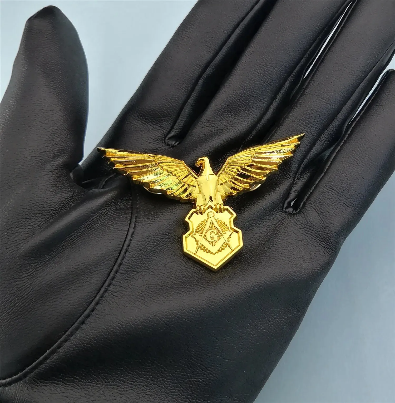 Master Mason Blue Lodge Brooch - Gold Plated Eagle Shape