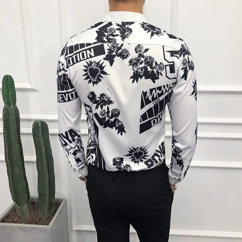 Men Shirt Mary Print Long Sleeve
