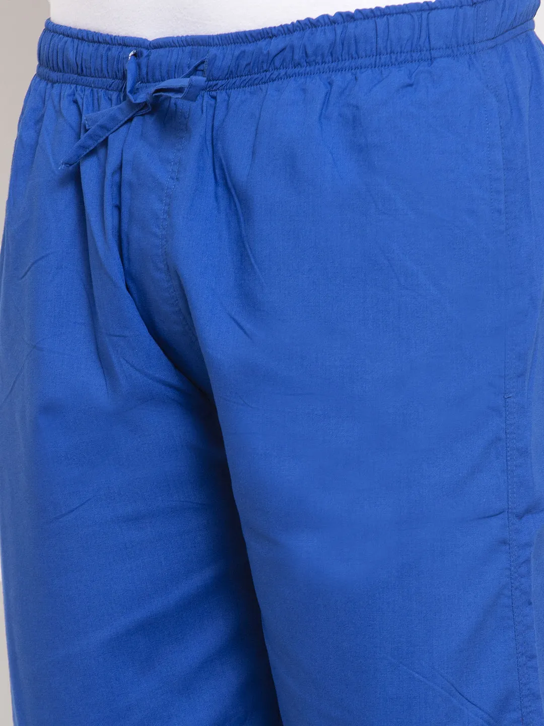 Men's Blue Solid Cotton Track Pants ( JOG 011Royal-Blue ) - Jainish