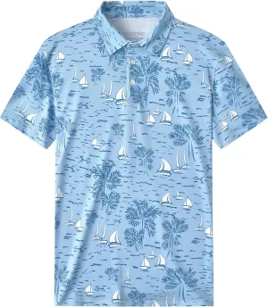 Mens Cool Crazy Funny Printed Golf Polo Shirts Summer Stretchy Dry Fit Short Sleeve Performance Shirts