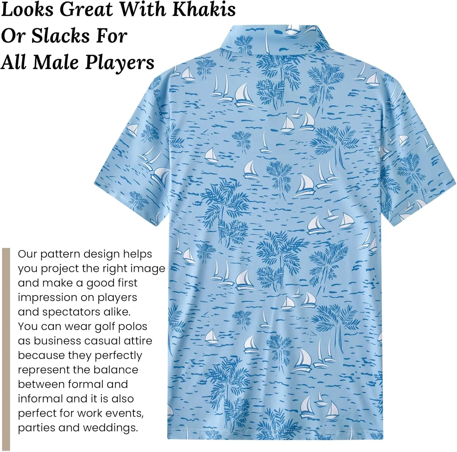 Mens Cool Crazy Funny Printed Golf Polo Shirts Summer Stretchy Dry Fit Short Sleeve Performance Shirts