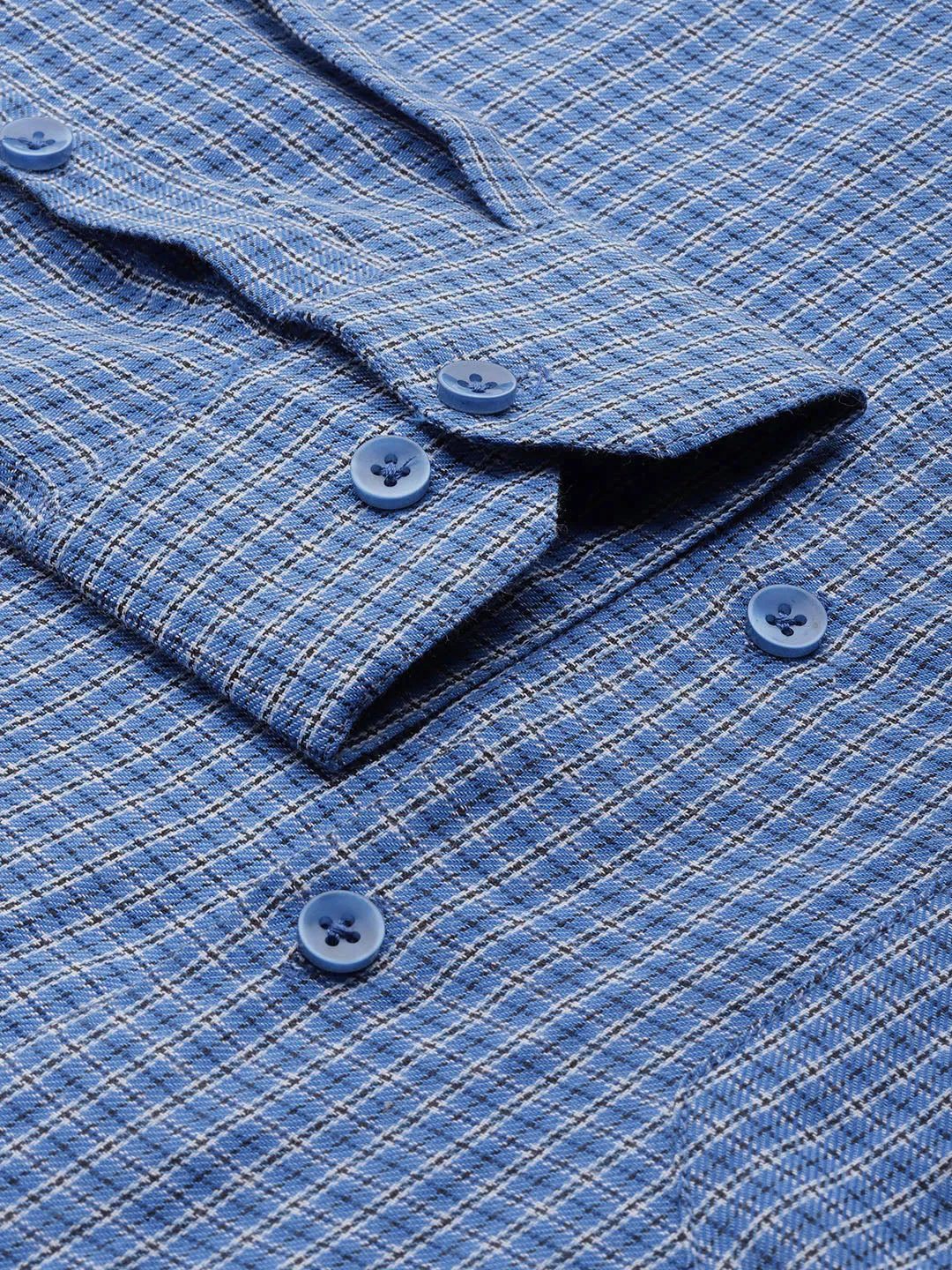 Men's Cotton Checked Formal Shirts ( SF 804Blue ) - Jainish