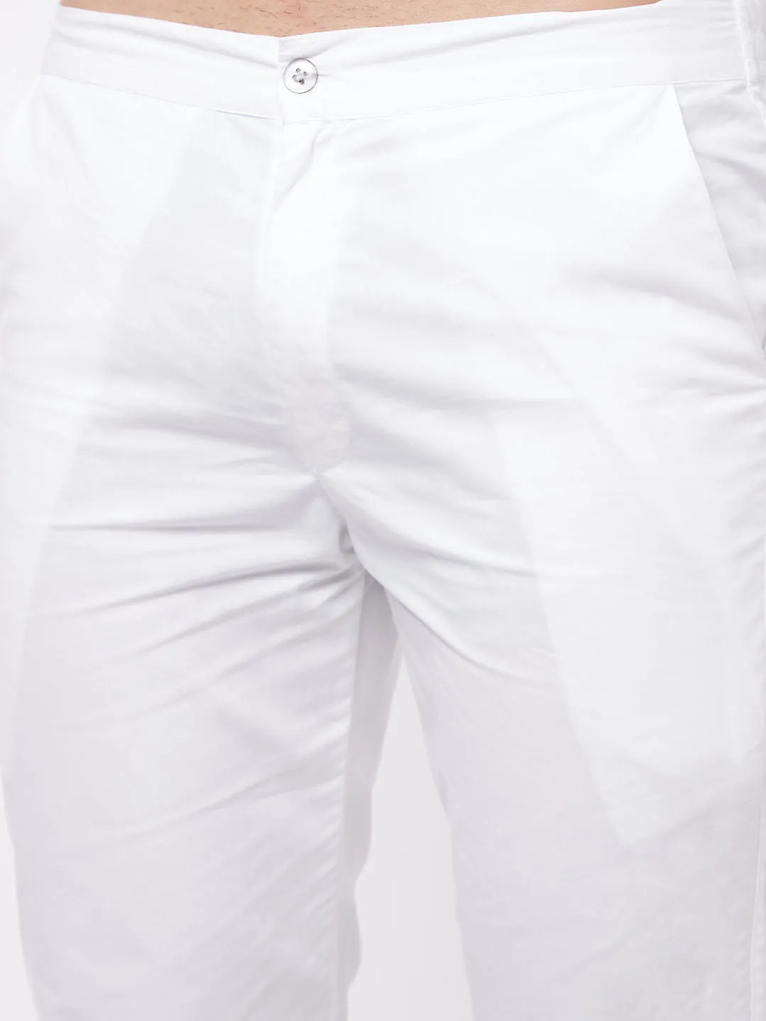 Men's White Pure Cotton Kurta Pyjama Set - Vastramay