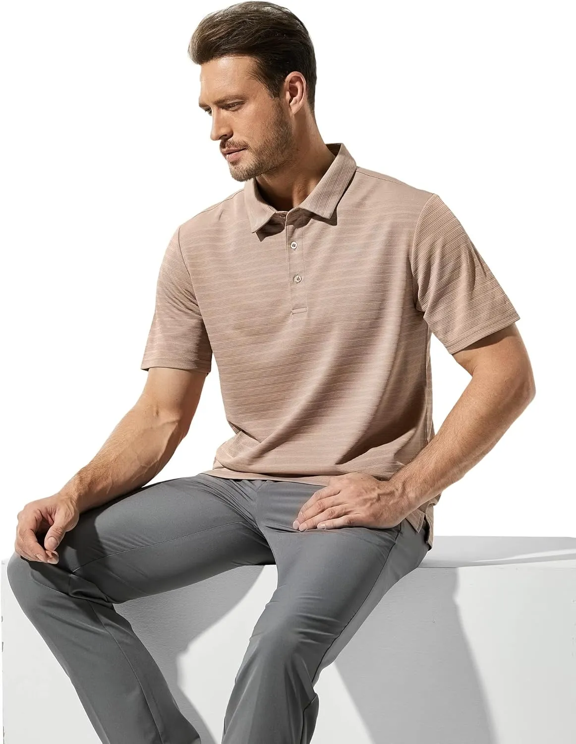 MIER Men's Quick Dry Golf Polo Shirts Short Sleeve Lightweight Casual Shirts Soft Polyester Collared Shirt