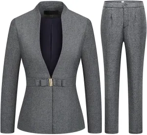 MODFUL Women's Business Pant Suit Set 2 Piece Slim Fit Blazer Jacket One Button Buckle Closure Lady Work Suit for Office
