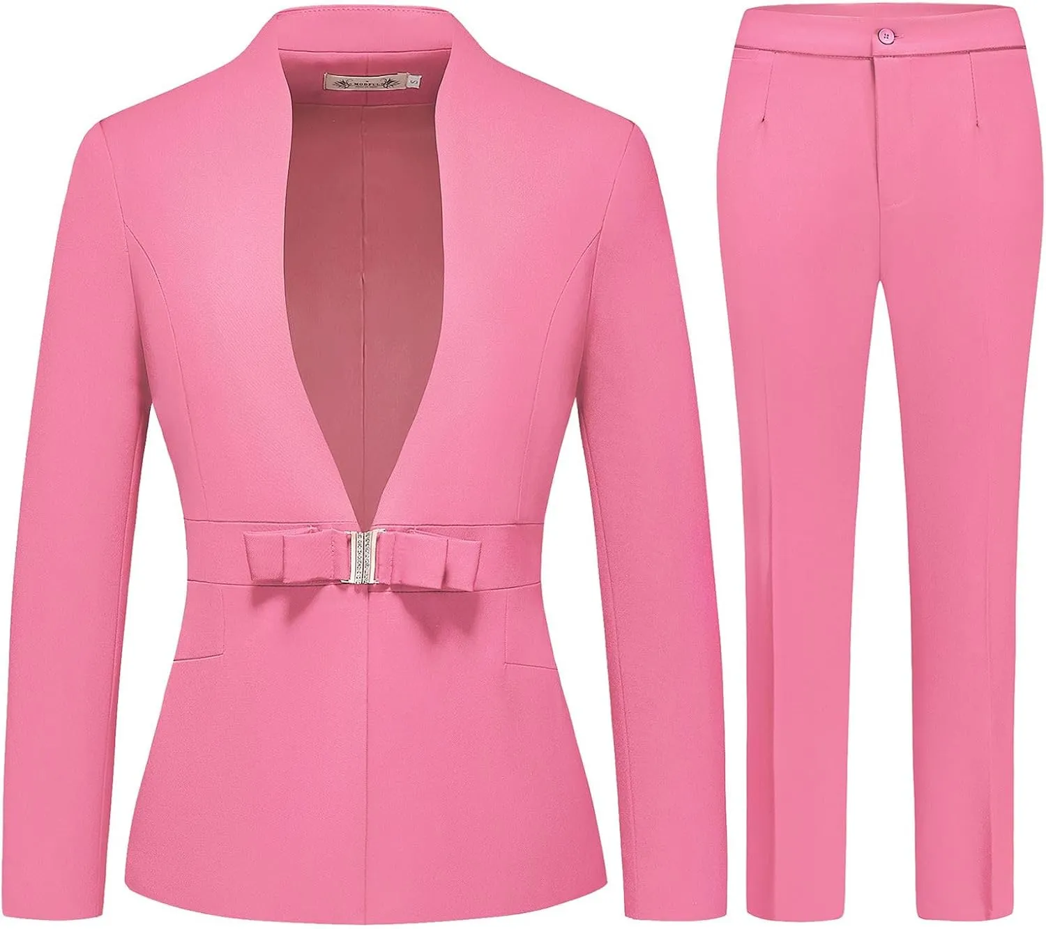 MODFUL Women's Business Pant Suit Set 2 Piece Slim Fit Blazer Jacket One Button Buckle Closure Lady Work Suit for Office