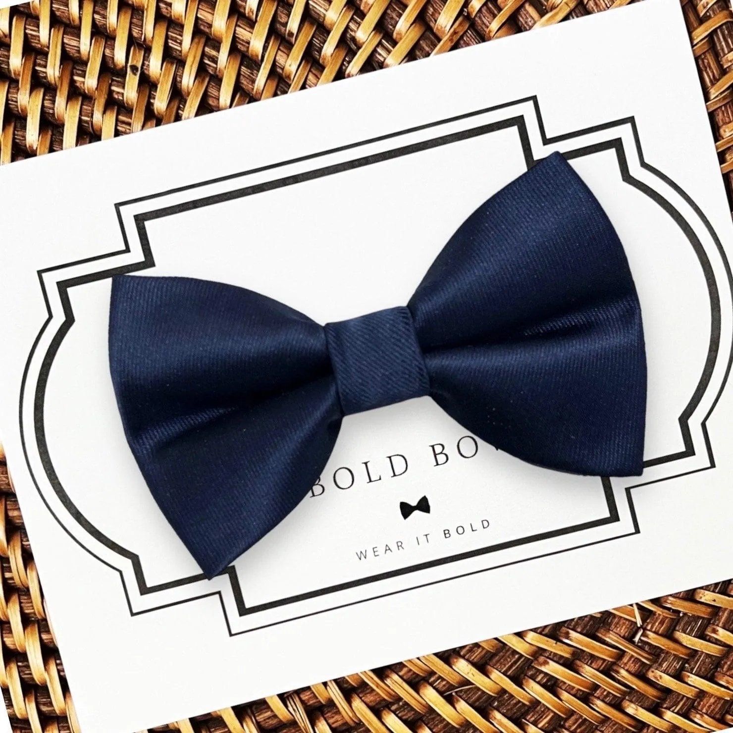 Navy Blue Satin Bow Tie for Dog Collar or Cat Collar