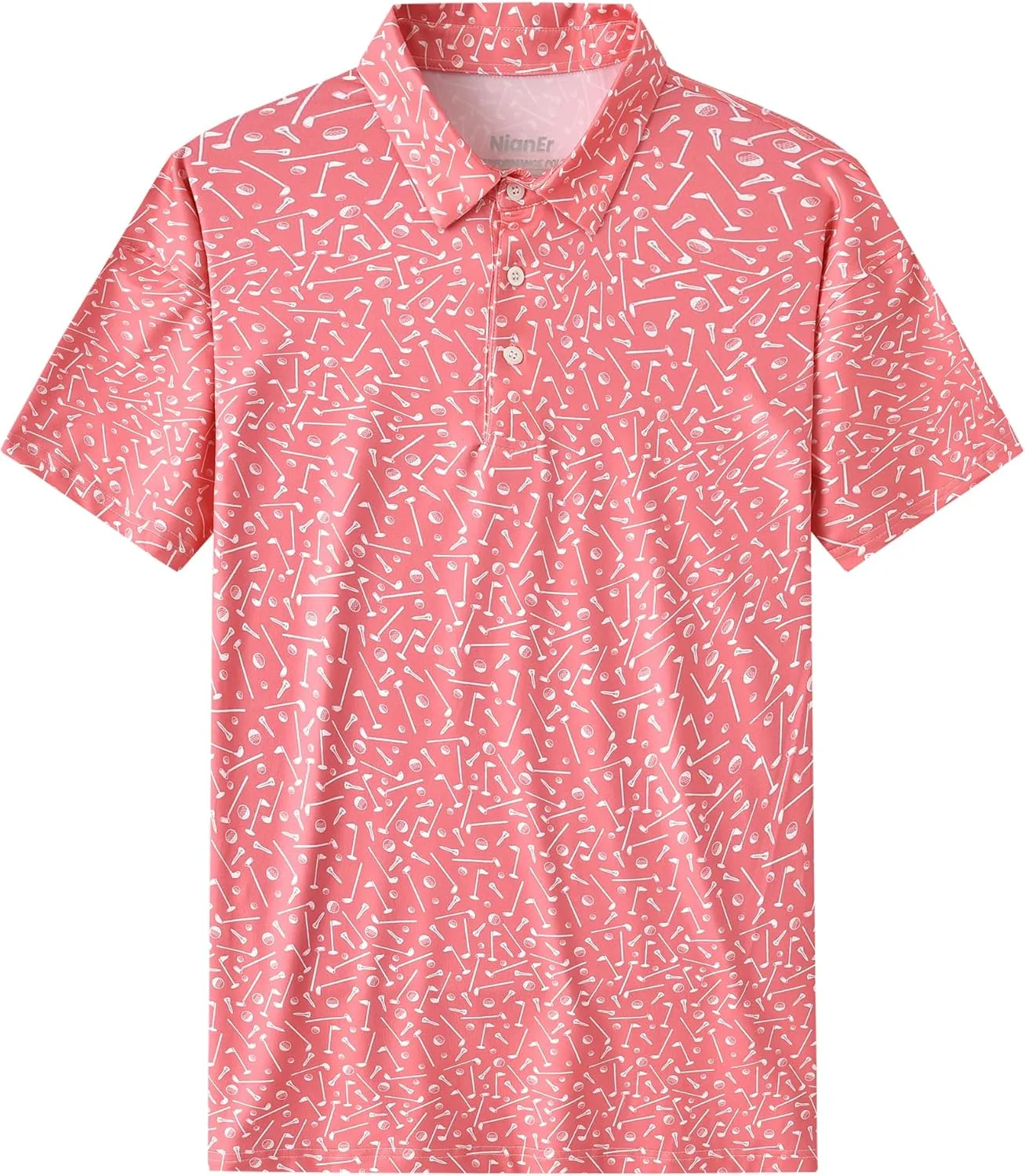 NianEr Mens Cool Crazy Funny Golf Polo Shirts Summer Dry Fit Short Sleeve Performance Moisture Wicking