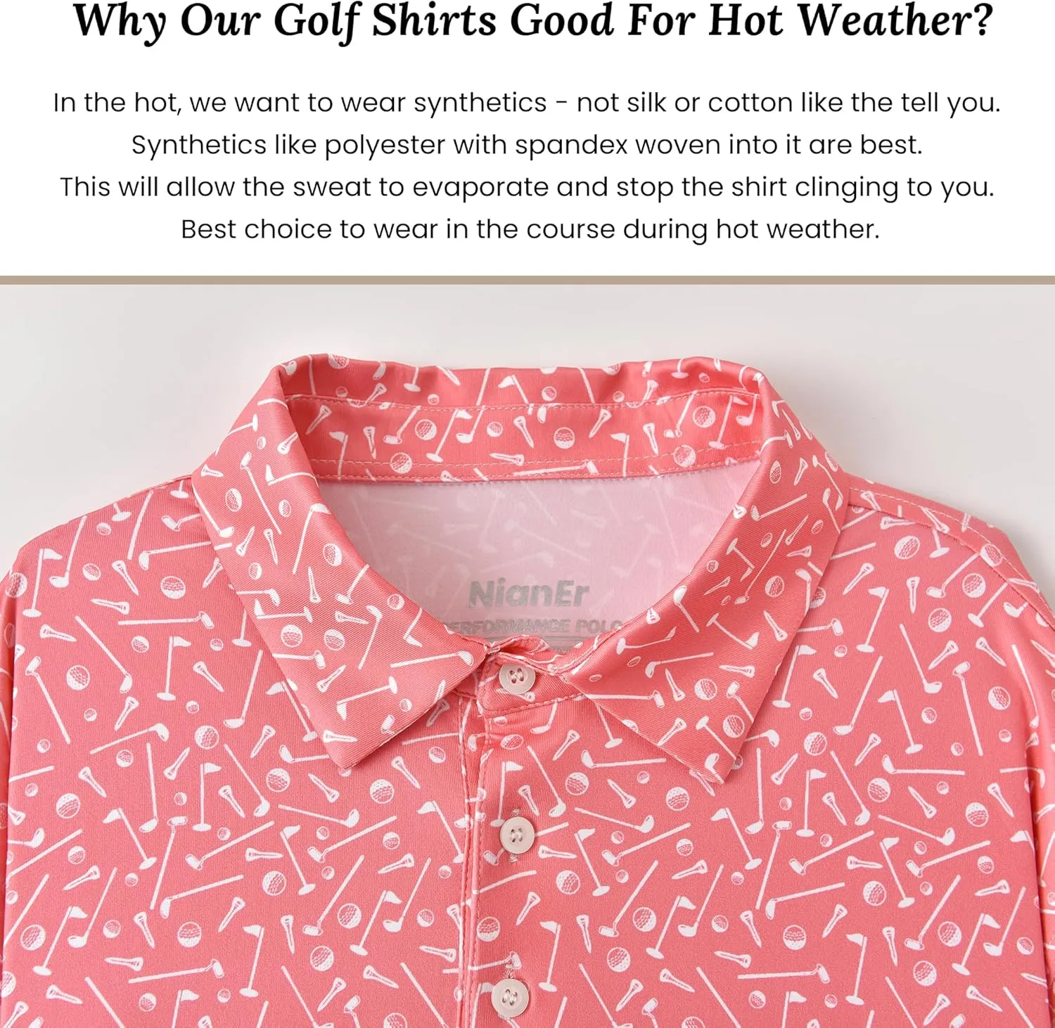 NianEr Mens Cool Crazy Funny Golf Polo Shirts Summer Dry Fit Short Sleeve Performance Moisture Wicking