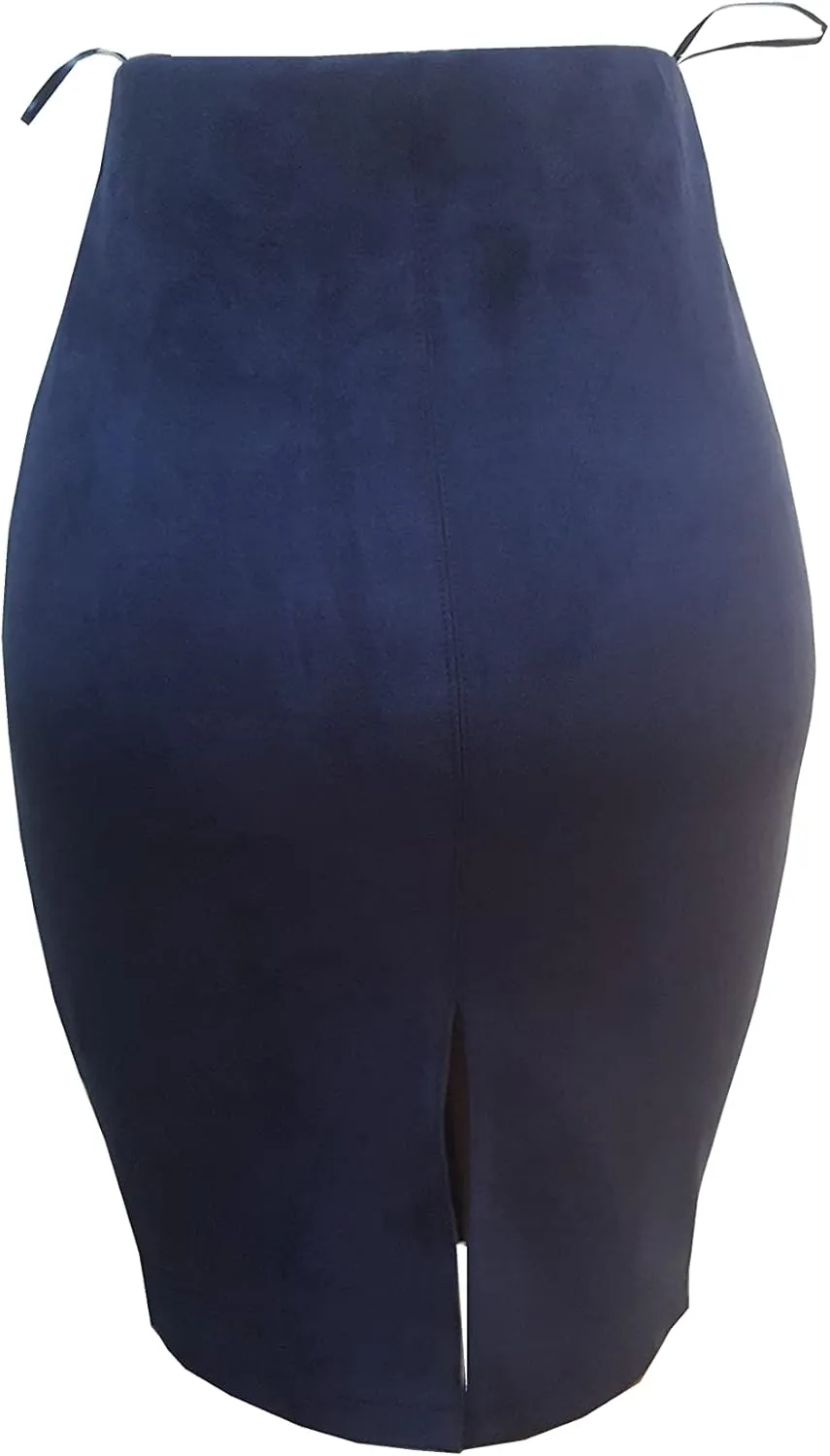 ODCOCD Women's Faux Suede Pencil Skirt