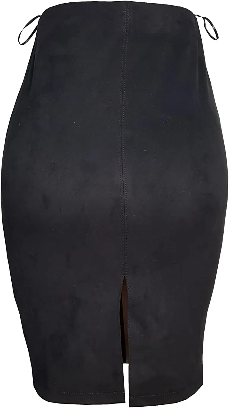 ODCOCD Women's Faux Suede Pencil Skirt