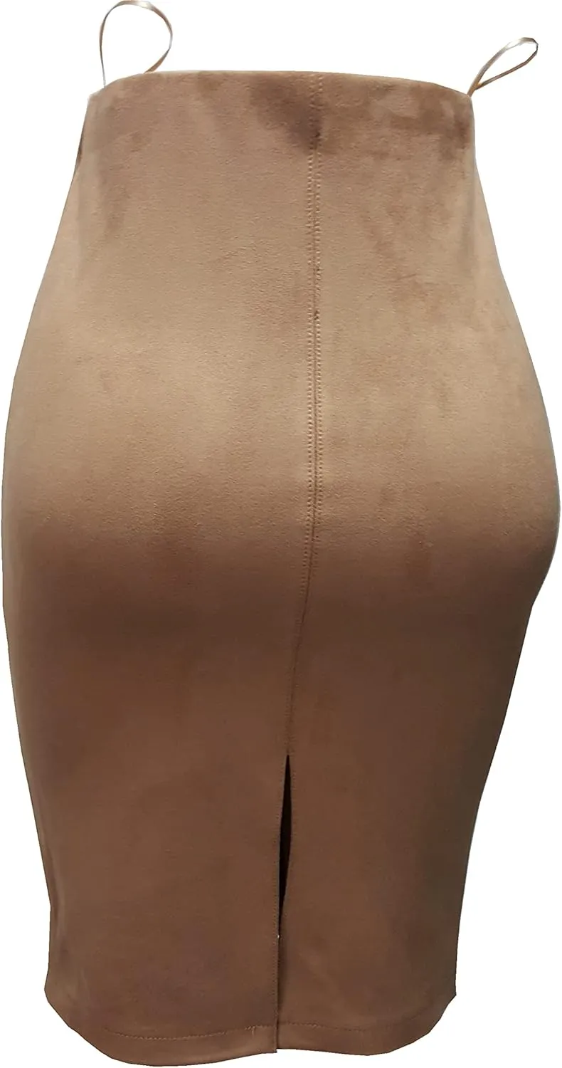 ODCOCD Women's Faux Suede Pencil Skirt