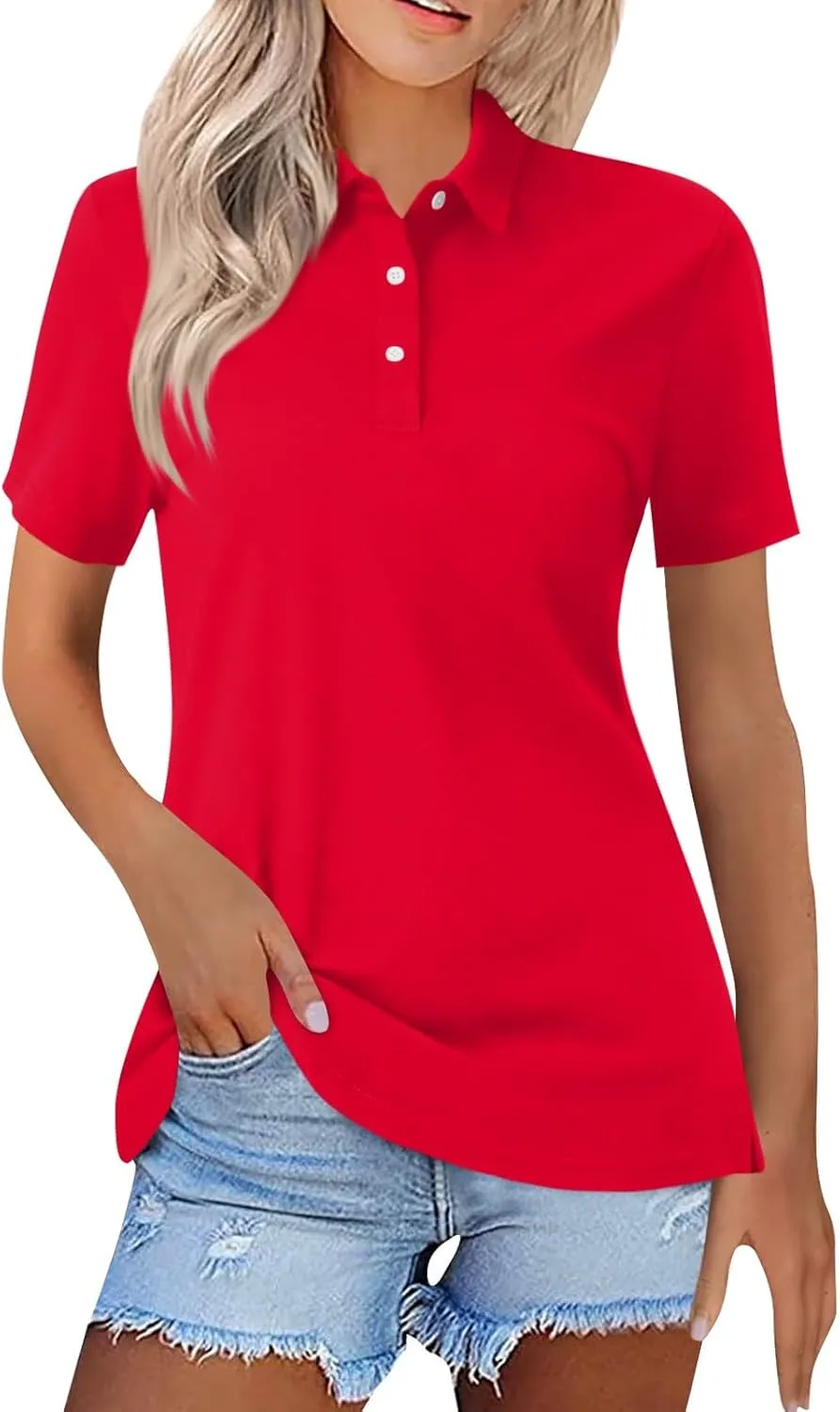 Polo Shirts for Women Short Sleeve Collared Tees Business Casual Button Down Blouses Summer Basic Tunic Tops 2025