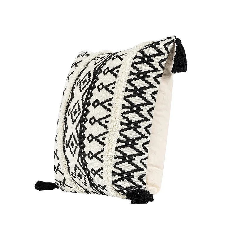 White Black Moroccan Geometric Pillow