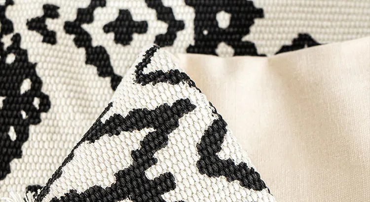 White Black Moroccan Geometric Pillow